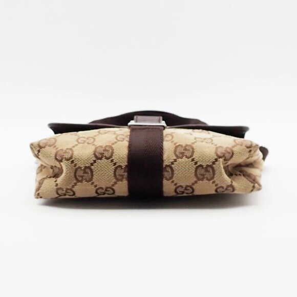 GUCCI Logo GG Pattern Mini Bum Body Bag Canvas Leather Brown SHW Italy 34EF284 - Picture 5 of 16